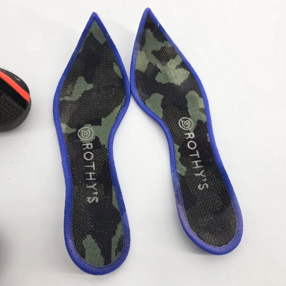 Rothy's Point Flat Shoe in Green Camouflage Pattern size 8.5 Womans